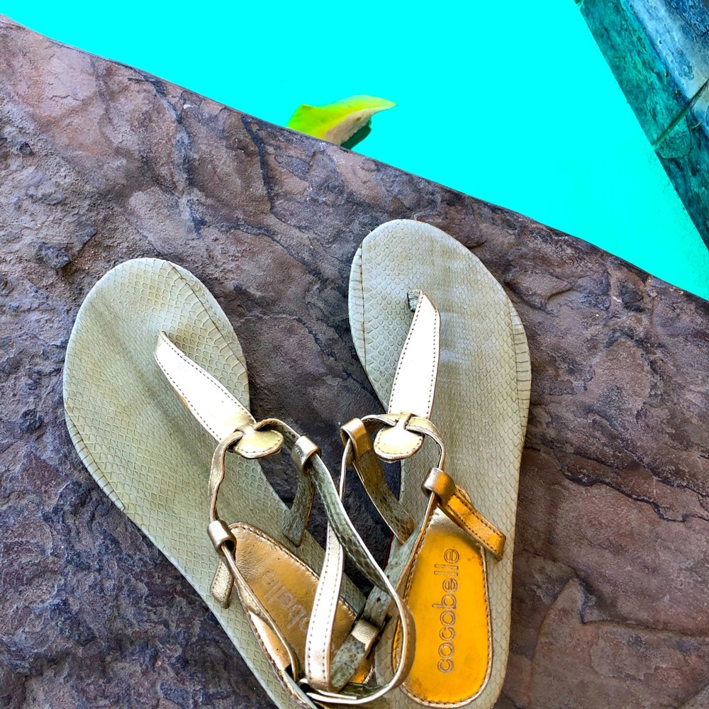 Cocobelle gold and snakeskin sandals 7.5